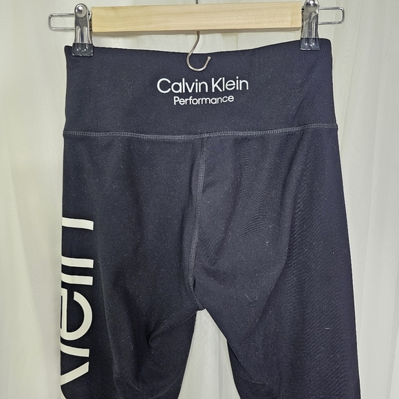 Calvin Klein Performance stretch black athletic legging white logo down leg XS - Picture 5 of 6